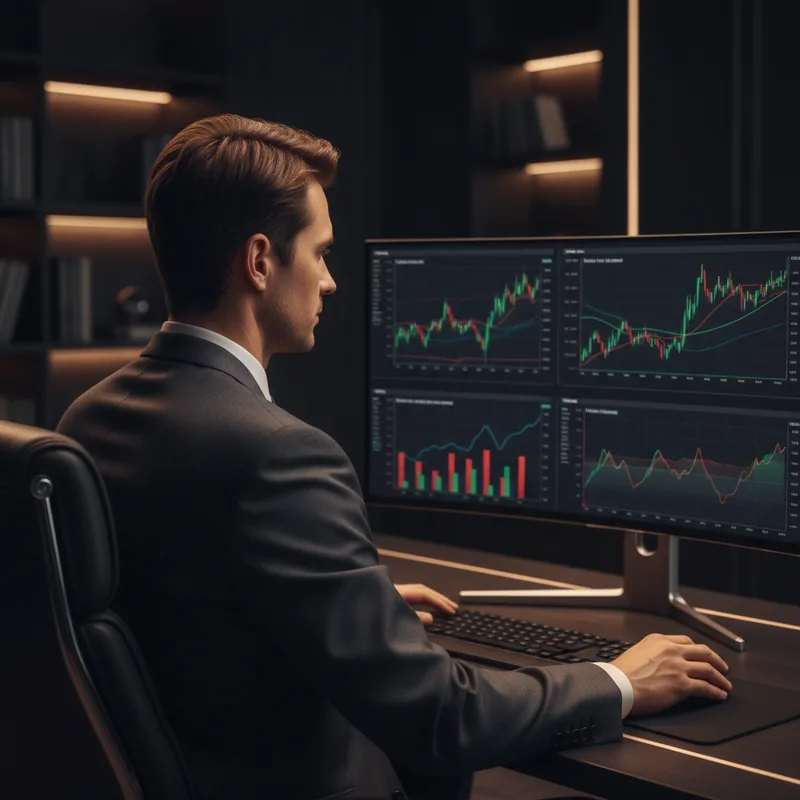 AI-driven market signals dashboard with live trend chart and confidence levels